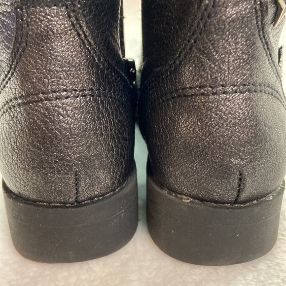 Steve Madden Combat Boot Lace up and Zipper Metallic Black Embellishments Y S3 - Picture 8 of 16